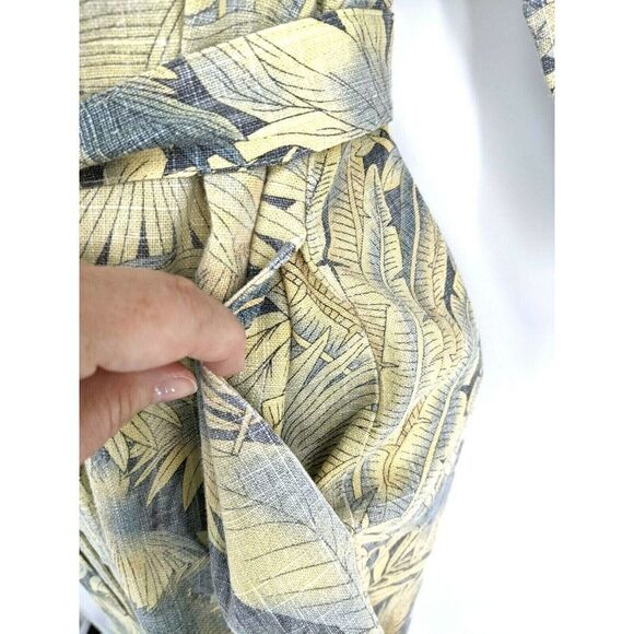 Soft Surroundings Tropical Shirt Dress Petite XS Linen Blend Belted Tie Beach - Picture 8 of 12